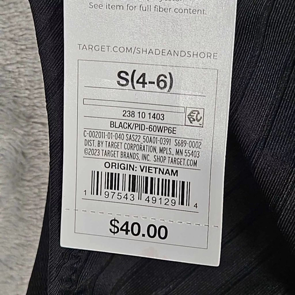 Shade & Shore Ribbed One Shoulder One Piece Swimsuit  Size Small - Picture 3 of 5